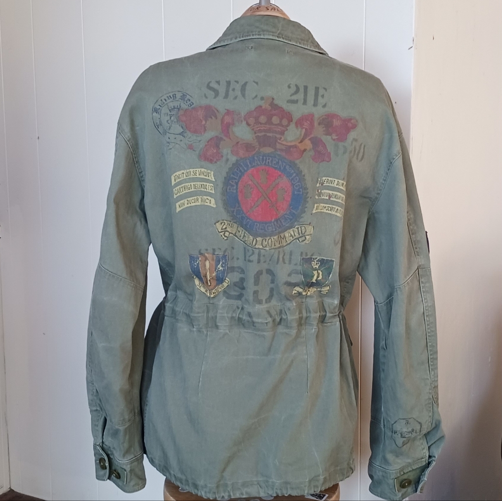 Polo Ralph Lauren Painted Logo Cotton Military Field Jacket- Men's XL Tall TG - Picture 7 of 11